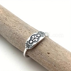 女性用亜鉛合金指輪  花  アンティークシルバー  usサイズ9（18.9mm）&nbsp;FS-WGDBD8C-04