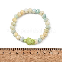ガラスと合成ターコイズのビーズブレスレット  女の子のためのストレッチブレスレット  カメ  内径：1.69~1.81インチ（4.3~4.6cm）&nbsp;BJEW-JB13889-01