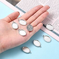 Тибетский стиль старинное серебро литые сеттинги кабошон плоский овал подвесные X-TIBEP-M022-36AS