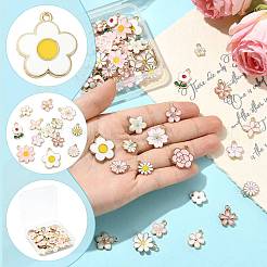 80個20スタイルアロイエナメルペンダント  花  ミックスカラー  12~22.5x9~20.5x1~4mm  穴：1.2~2mm  4個/スタイル&nbsp;ENAM-FS0004-21