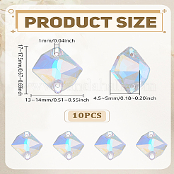 10 Stück unregelmäßiger Rhombus zum Aufnähen von Strassen&nbsp;RGLA-LP0001-07