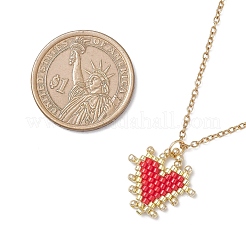 Кулон в форме сердца из стеклянных бусин ручной работы NJEW-MZ00137