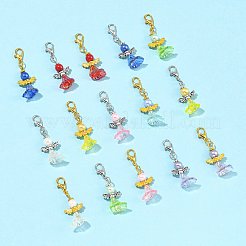 8 шт. подвеска в виде ангела из акрила и стеклянного жемчуга&nbsp;HJEW-FS00070