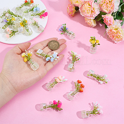 20 шт. 10-цветные светящиеся смоляные цветочные украшения&nbsp;DJEW-PH0001-78