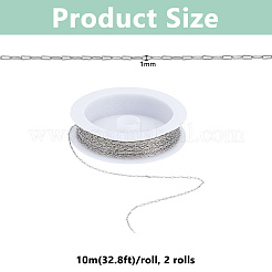 20m 304ステンレススチールペーパークリップチェーン  ハンダ付け  ステンレス鋼色  2.5x1x0.5mm&nbsp;CHS-DC0001-06