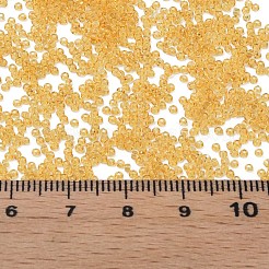 透明チェコガラスシードビーズ15/0個  ラウンド  ゴールデンロッド  1.5x1mm  穴：0.5mm  約500 G /袋&nbsp;SEED-N004-004-22