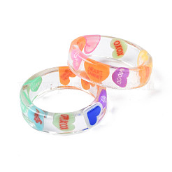 Кольцо на палец из прозрачной смолы с сердечком для женщин RJEW-T022-023