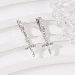 S925 серьги-кольца из стерлингового серебра с микропаве из прозрачных кубических цирконий для женщин EJEW-G427-01P-02