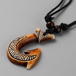 Ожерелья с подвесками из смолы в виде рыболовных крючков NJEW-WH0023-12A