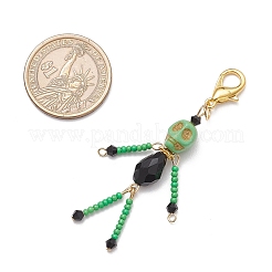 Подвески из искусственной бирюзы и стеклянных бусин в виде черепа HJEW-MZ00277