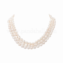 Collana da donna a 3 strato con perline di perle naturali&nbsp;NJEW-JN04217