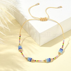 Браслет из стеклянной колонны с семенами&nbsp;BJEW-MZ00030-01