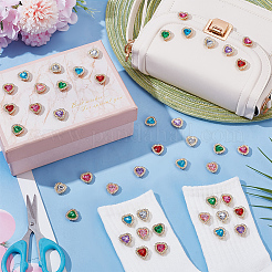 70 шт. 7-х цветные пришивные стразы в форме сердца GLAA-AR0001-84