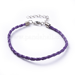 Модный имитация плетеный кожаный браслет материалы&nbsp;BJEW-S076-M