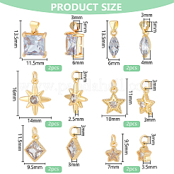 12 шт. 6 стиля латунных подвесок с кубическим цирконием KK-BC0013-60