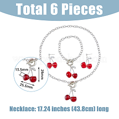 2 комплект из ожерелья с подвеской в виде вишни из двухцветной смолы SJEW-FI0001-18