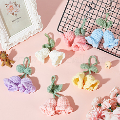 6 шт. 6 цвета хлопчатобумажной пряжи ручной работы крючком подвесные украшения в виде ландышей DIY-FG0006-90