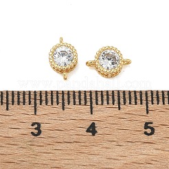 Ciondoli connettori piatti e rotondi in ottone con pavé di zirconi cubici trasparenti Shegrace&nbsp;XGRQ3D730-500G