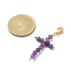 Кулон с крестом из натурального драгоценного камня HJEW-JM00988