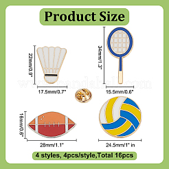 16 шт. 4 стиля спортивная эмалевая брошь на лацкан JEWB-AR0001-23