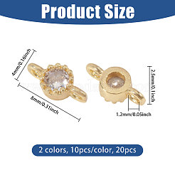 20 шт. двухцветные латунные звенья с прозрачным кубическим цирконием&nbsp;KK-CA0003-81