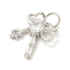 Ciondoli in ottone con placcatura a cremagliera con micro pavé di zirconi chiari&nbsp;KK-B093-01D-P