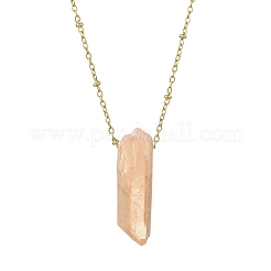 Гальванические ожерелья с подвесками-призмами из натурального кварца NJEW-JN05029-01