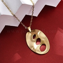 Овальные полые текстурированные подвески из нержавеющей стали 304&nbsp;NJEW-M096-24G