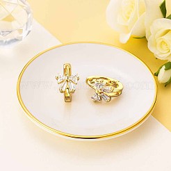 2 пара двухцветных серег-колец из латуни со стразами для женщин EJEW-GO0003-34