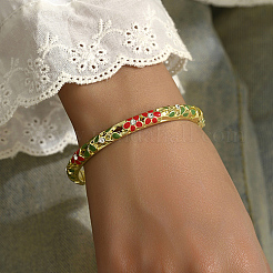 エナメルフラワーバングル ラインストーン付き  ゴールデン亜鉛合金ヒンジ付きバングル  カラフル  サイズなし&nbsp;PF4009-1
