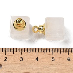 天然水晶香水瓶ペンダント  水晶  金メッキの304ステンレススチール製の金具が付いたスクエアチャーム  19x12x12mm  穴：2mm&nbsp;G-Z039-04G-06