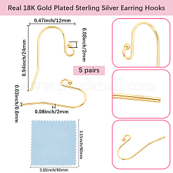 5 paire de 925 crochets de boucles d'oreilles en argent sterling&nbsp;STER-BBC0009-81