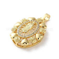 Латунные микропаве прозрачные подвески с фианитом KK-L227-005G