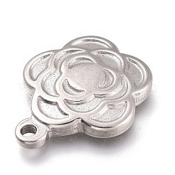 変色しにくい304ステンレススチールペンダント  花  ステンレス鋼色  20x16.5x3mm  穴：1.5mm&nbsp;STAS-Z017-08P