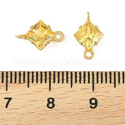 Латунные подвески-ромбы с кубическим цирконием&nbsp;KK-P347-04G-02