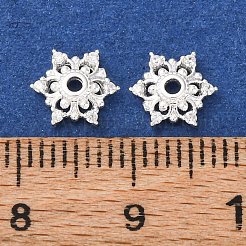 S925 серебряные колпачки для бусин с кубическим цирконием&nbsp;STER-A047-06S