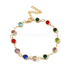 Браслеты из нержавеющей стали 304 со стеклянными звеньями для женщин BJEW-V010-01G