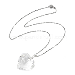 Colliers pour femmes avec pendentif cœur en verre transparent facetté pour la Saint-Valentin et chaîne câble en acier inoxydable 304&nbsp;NJEW-JN06074-02