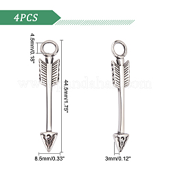 304ステンレススチールペンダント4個  チベットスタイル  矢印  アンティークシルバー  44.5x8.5x3mm  穴：4.5mm&nbsp;STAS-UN0035-10