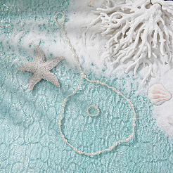 Наборы браслетов на щиколотку и пальцев ног с круглыми бусинами из пластика WG9A75F-01