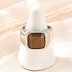 Bagues pour hommes en acier inoxydable 304 avec œil de tigre naturel&nbsp;SA-CBA3D5E-02P