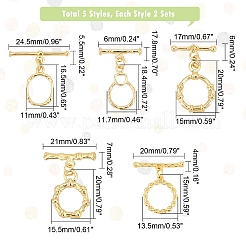 10 комплект латунных застежек-тоглов 5-х стилей&nbsp;KK-PH0002-80