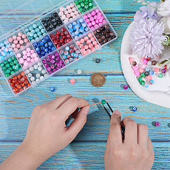 360шт 18 цвета круглые стеклянные бусины для рисования GLAD-SC0001-01