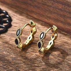 Серьги-кольца из латуни с микро-паве из фианита EJEW-K083-34G-A