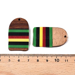 Colgantes de madera de nogal y resina epoxi de color jamaicano&nbsp;RESI-N039-122R