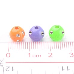 Colore del metallo robusto misto allacciati acrilici perline distanziatori rotondi per i gioielli bambini&nbsp;X-PB21P9481