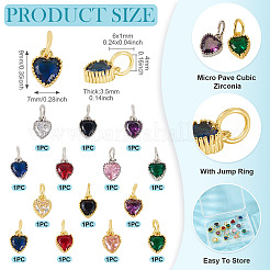 14 шт. 14-х цветные латунные подвески с кубическим цирконием&nbsp;KK-TA0002-08