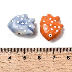 手作りの陶器ビーズ  手描きの陶器ビーズ  水玉模様の魚  ファミーユは磁器バラ  ミックスカラー  16.5x19.5~20.5x8.5~9.5mm  穴：1.8~2mm&nbsp;X-PORC-K010-06