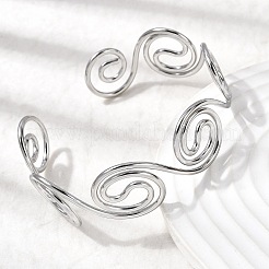 Браслеты-манжеты из нержавеющей стали 304 для женщин&nbsp;BJEW-Z150-01P-01