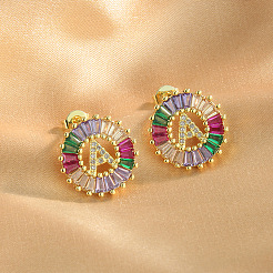 Pendientes de latón con circonitas cúbicas de colores&nbsp;WG39B88-01